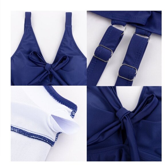 BloomChic Plus Size 6XL Knotted Front Ruffle Tiered Tankini Top us 30 - Picture 5 of 5